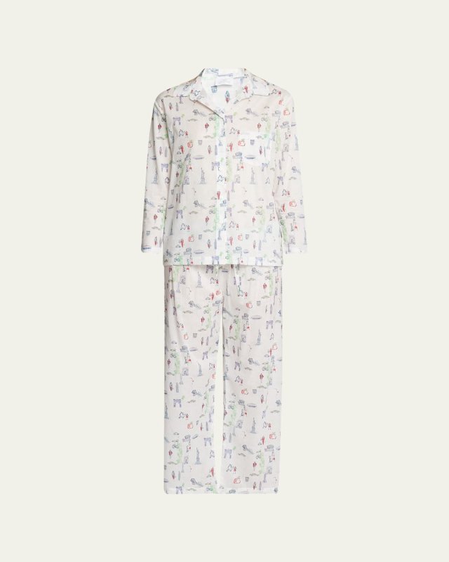 NYC Icon Map-Print Egyptian Cotton Pajama Set